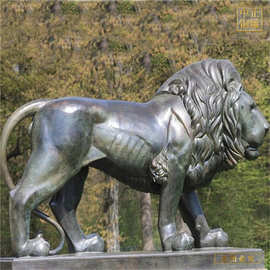 商场西洋狮子雕塑 河北保定铸铜狮子图片 1.2米宫门狮动物雕塑