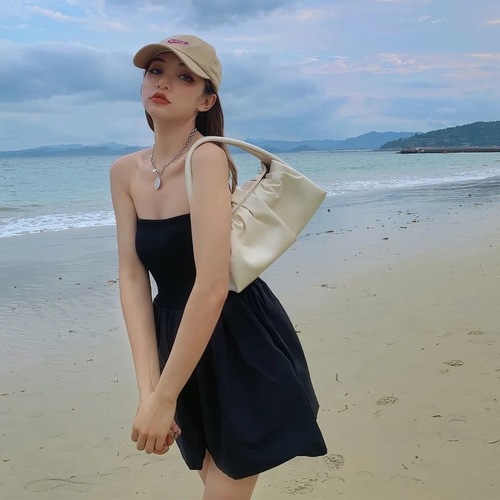 Korean Classic Braided Bodysuit Dress for Women Summer One-Piece High-Waist Loose Casual Short Pants