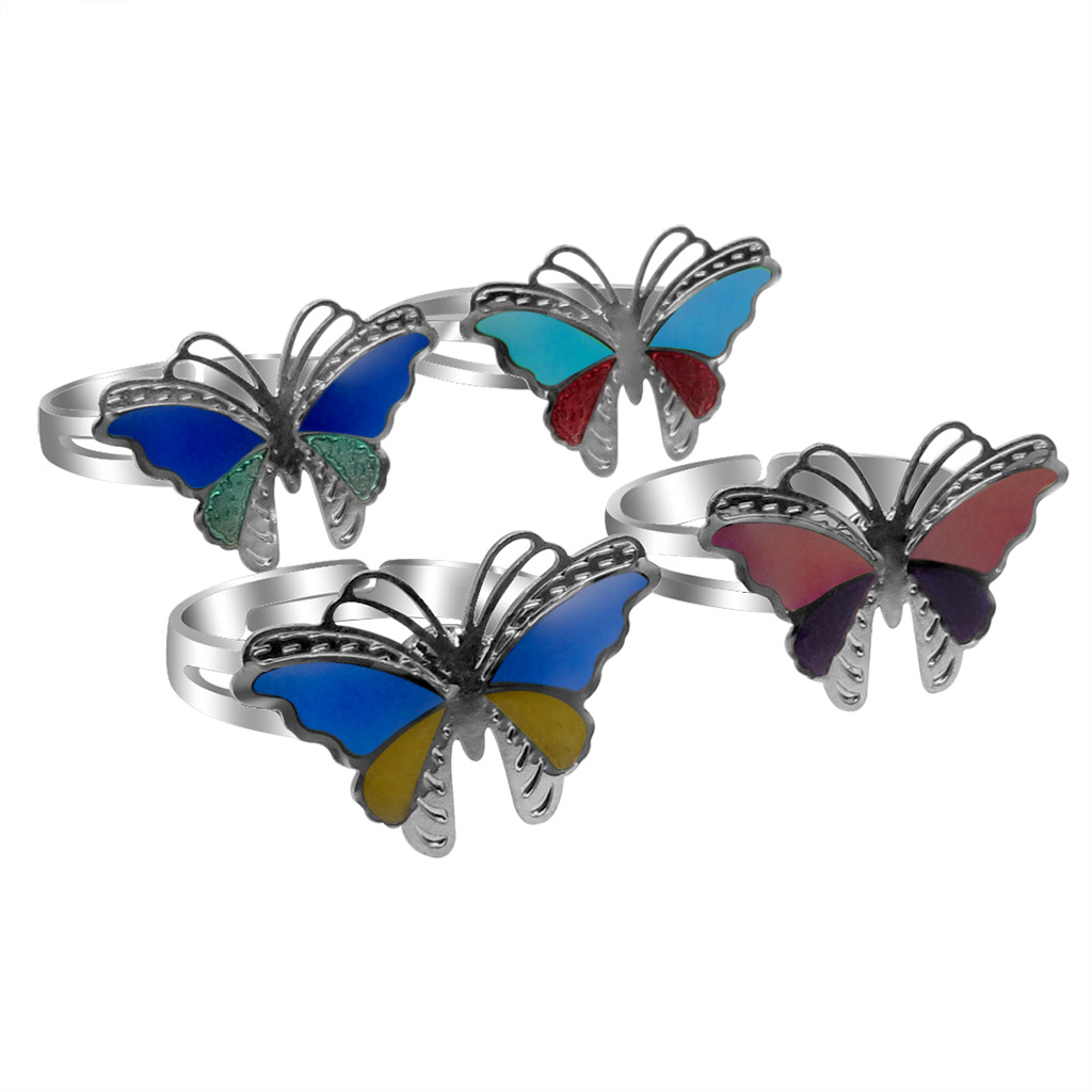 Simple Colorful Butterfly Open Ring display picture 3