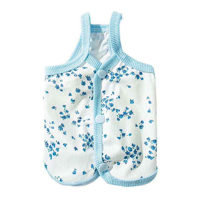 Verano perro delgado transpirable fresco cabestrillo floral gato perro mediano y pequeño traje de dos patas ropa de perro peluche