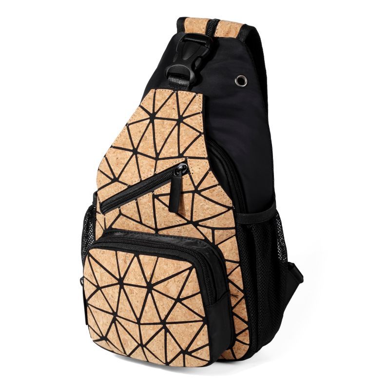 Artistic cork, geometric diamond checkered dual-purpose chest bag for men women, multifunctional, fashionable,_voghion.com