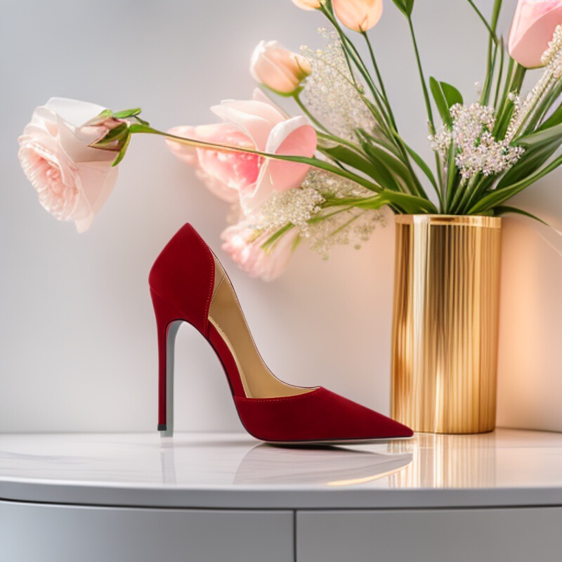 Velvet Burgundy Side-Cut High Heels for Women, Pointed Toe, Thin Heel, Shallow Red Sole, 12cm Single Shoes, Versatile Large Size Women's Shoes Velvet Burgundy Side-Cut High Heels for Women, Pointed Toe, Thin Heel, Shallow Red Sole, 12cm Single Shoes, Versatile Large Size Women's Shoes