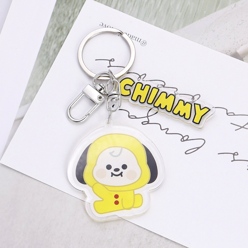 韓国版ボーイズグループ BT21 漫画キーホルダー男性と女性のカップル RJ TATA バッグ車のキーホルダーペンダント|undefined