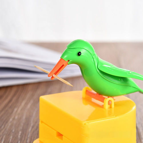 Press the smart toothpick canister Cute little bird toothpick box Cylinder press-type toothpick box home living room storage box