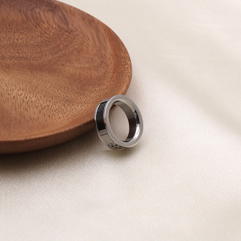 Silver Black Stainless Steel Men's Ring