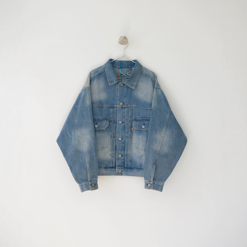 Cross-border supply unisex co-branded leather logo varsity lapel washed jacket casual denim coat versatile Cross-border supply unisex co-branded leather logo varsity lapel washed jacket casual denim coat versatile