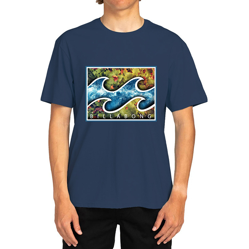 Billabong Men's Round Neck 100% Cotton T-Shirt Short-Sleeved Summer Fashion Breathable Quick-Drying Thin Short-Sleeved