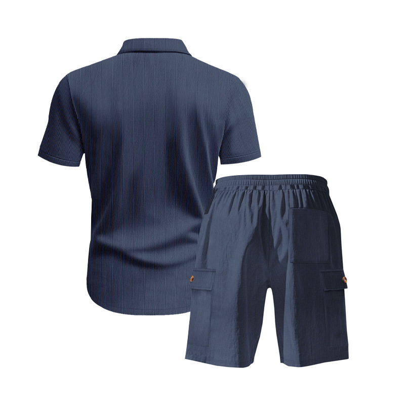 Completo camicia e pantaloncini in velluto a coste uomo caccia_voghion.com