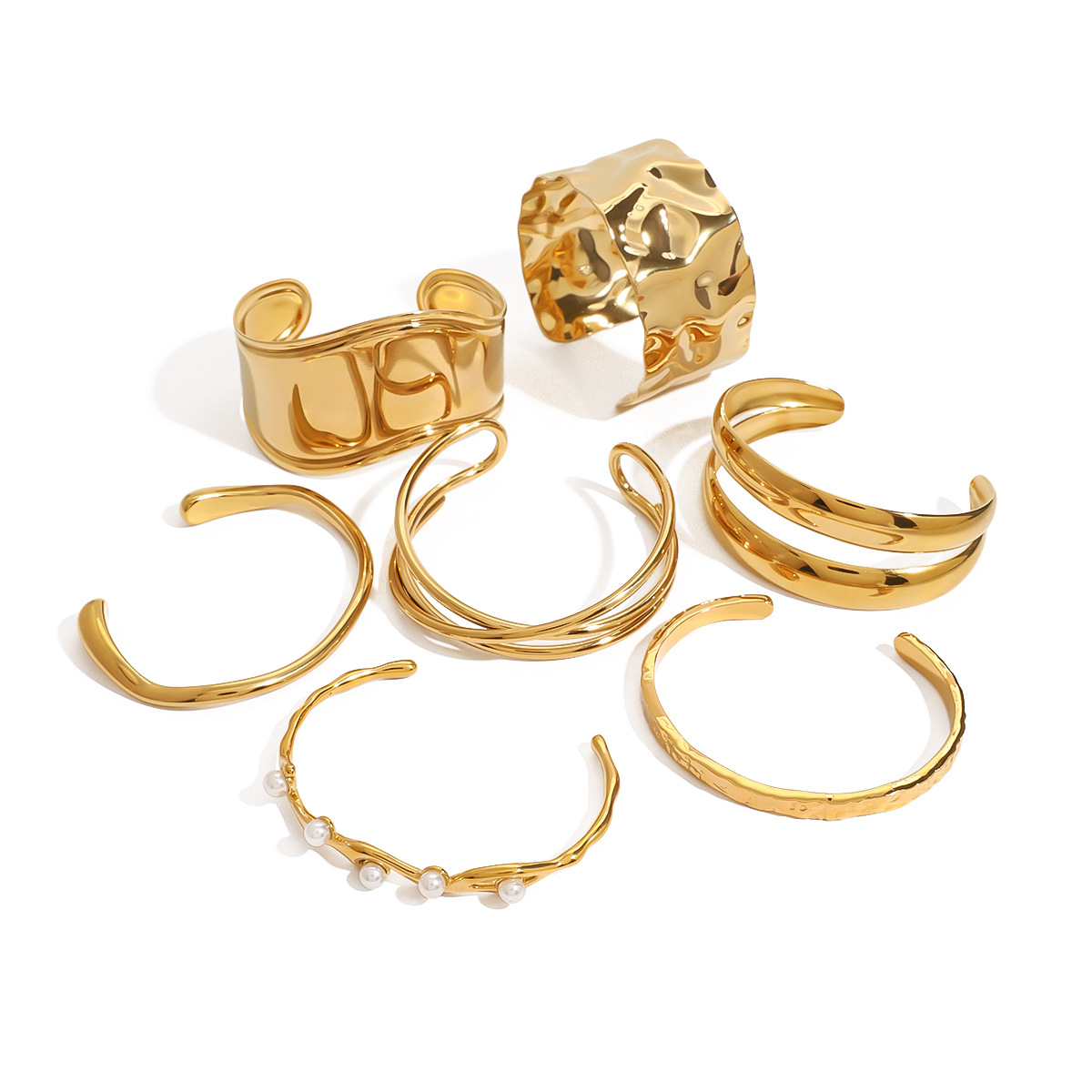 Jieding Europa y América Pulsera de perlas doradas de acero inoxidable Pulsera de apertura de sentido avanzado Joyas de mano de acero de titanio Bracelet transfronterizo