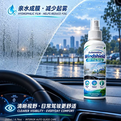 Car windshield anti-fog spray, automotive automobile glass