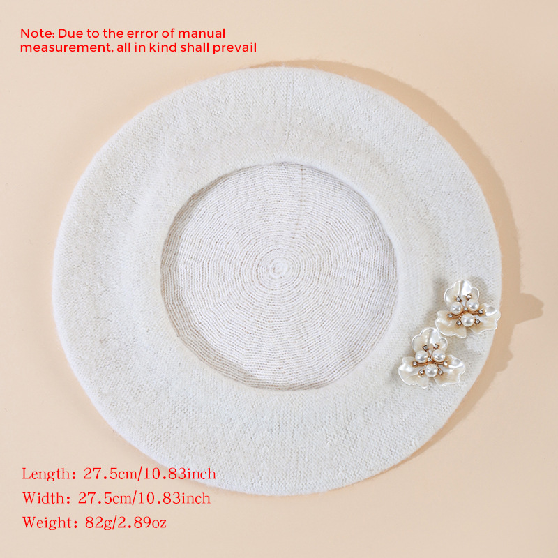 Women's spring retro beret with face enhancing small white duckbill cap painter's cap beret sweet all match octagonal hat_voghion.com