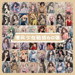 60 pieces of cartoon Hong Kong-style girl stickers, anime-style creative decorative notebooks, handmade materials, sticker wholesale