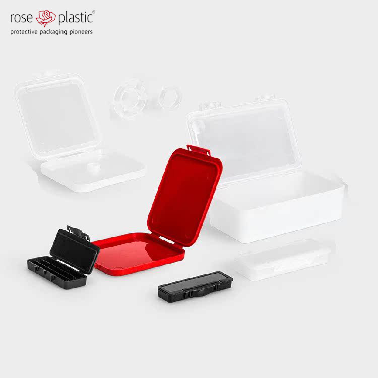 玫瑰塑胶方形翻盖螺纹CBN PCD刀片盒PP板牙盒电子元件盒UB