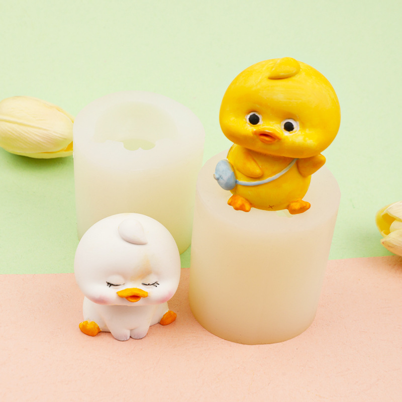 DIY lindo pequeño pato decoración tridimensional molde de silicona aromaterapia yeso vela decoración del coche molde del cubo de hielo