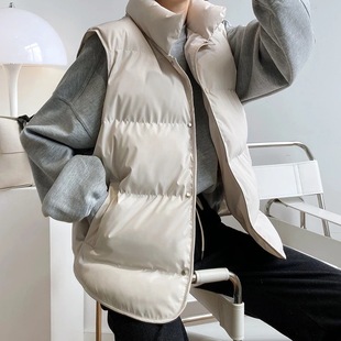 Autumn and Winter New Light Down Cotton Vest Women's Short Loose Outer Wear Bread Cotton-padded Jacket Vest Cotton-padded Vest