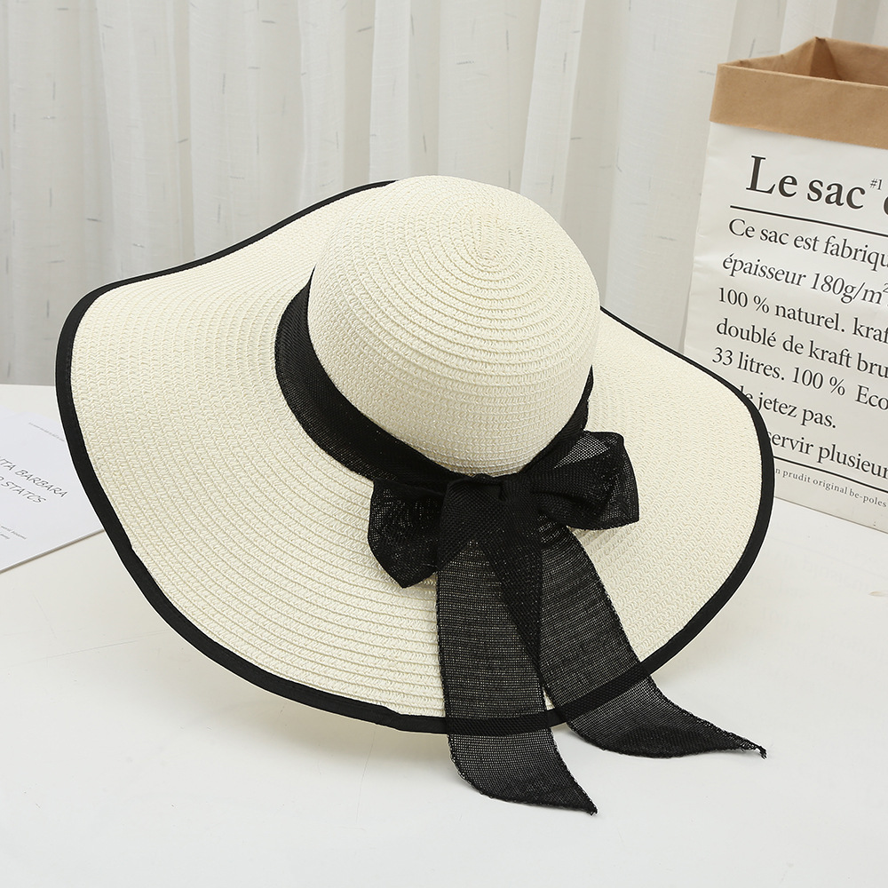 3554g Weight Straw Hat Hats Type Street Occasion Polyester Material Solid Color Pattern Women's Lady Solid Color Flat Eaves Straw Hat