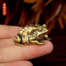 黄铜蟾蜍癞蛤蟆实心摆件办公室茶桌茶宠铜金蟾青蛙鱼池造景微景观