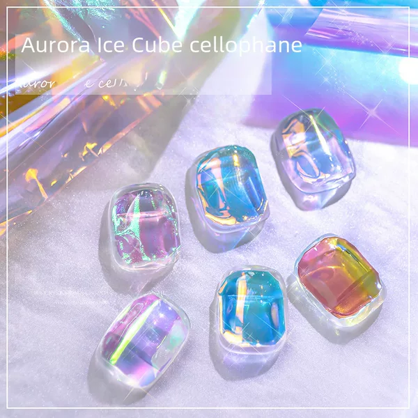 Internet Red Nail Art Aurora Ice Cellophane Large Colorful Transfer Paper Laser Jewelry Candy Paper Diy5 Color Sticker