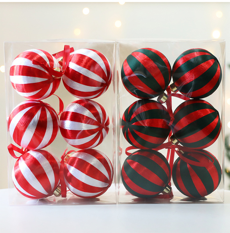 Boules de Noël en plastique de 8 cm emballées – Lot de 12 (6 rouges/vertes et 6 rouges/blanches, emballage en boîte pliable, décoration pour sapin de Noël, décoration de vitrine)_voghion.com
