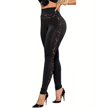 O 37290 Lace Trim Solid Color Yoga Pants ��˿ƴ���٤��