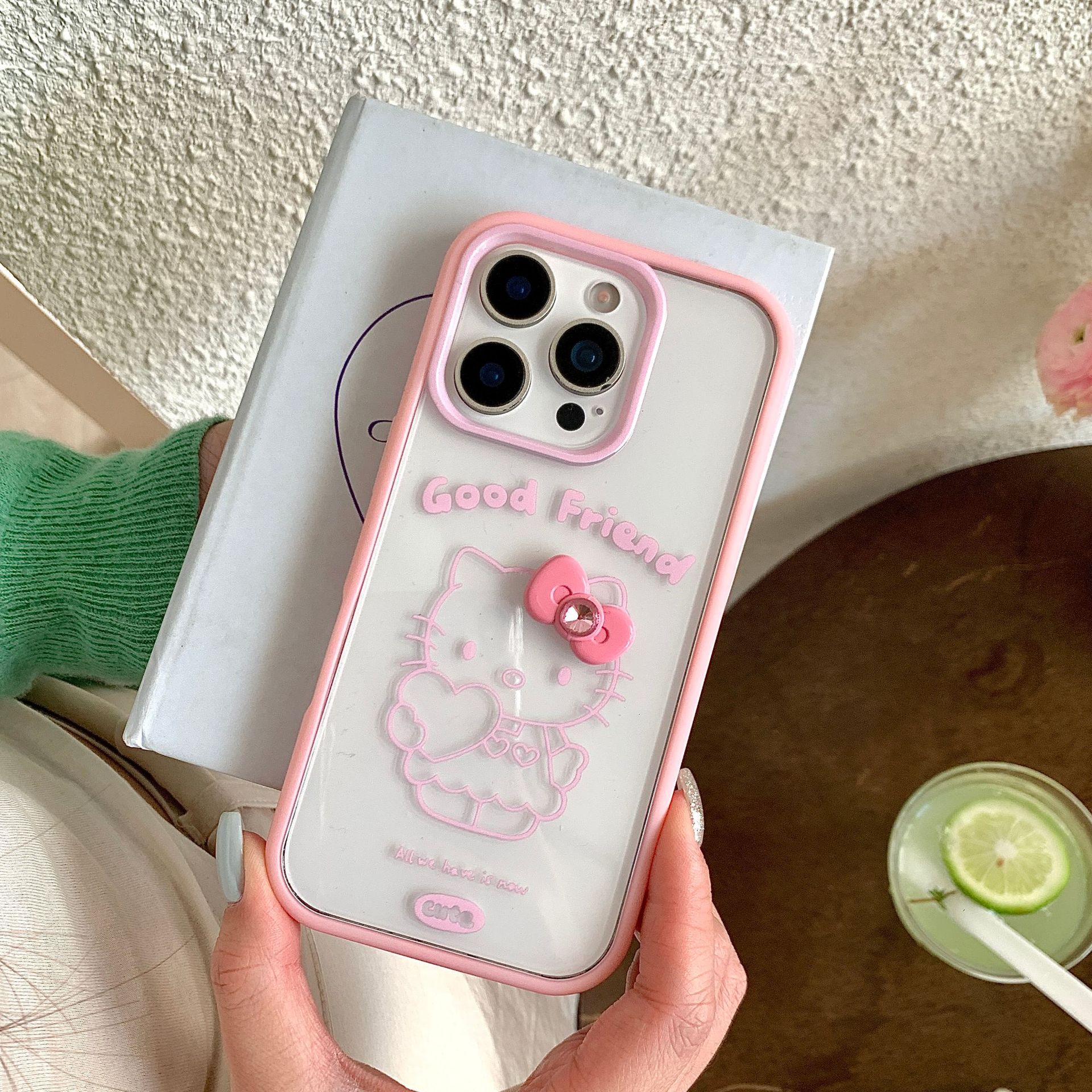 Dopamina linda línea ktcat adecuado para Apple 16ProMax funda para teléfono móvil 15/14 simple 13 nuevo 15Pro femenino