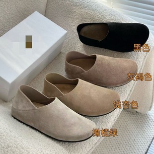 Birkenth Two-Slippers Women's Summer Wear Soft-Sole Outfit Mueller Baotou Genuine Leather Slip-on Lazy Bread Shoes