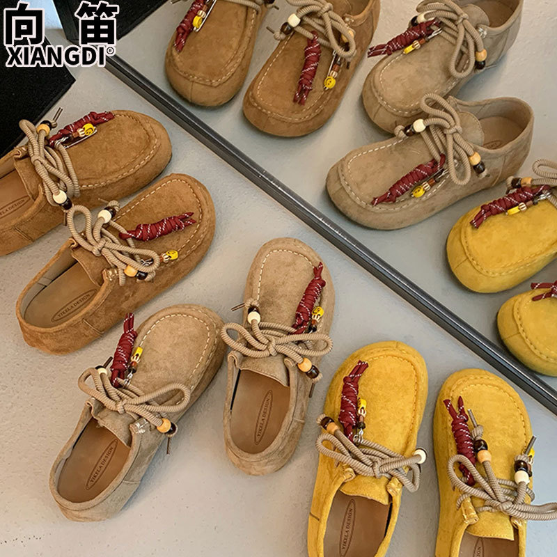 牛皮版超软底勃肯鞋子女款袋鼠鞋2025秋季新款一脚蹬单鞋女豆豆鞋|undefined