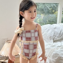 Girls' 2024 Summer New Fashion Bowknot One-piece Swimsuit Children Bikini for Beach Vacation