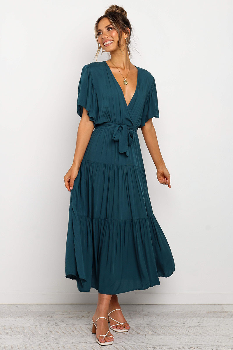 269g Weight Midi Dress Dress Length Type Short Sleeve Sleeve Length Princess Dress Dresses Type Regular Sleeve Sleeve Type Cotton, Polyester Fabric Type Mid Waist Waist Line Holiday, Daily, Selfie Occasion V Neck Neckline Regular Fit Fit Type Solid Color Pattern Summer Season Women's Gender Casual, Elegant, Streetwear Style Wholesale Women's Casual Elegant Streetwear Solid Color Holiday Daily Selfie V Neck Short Sleeve Princess Dress 30
