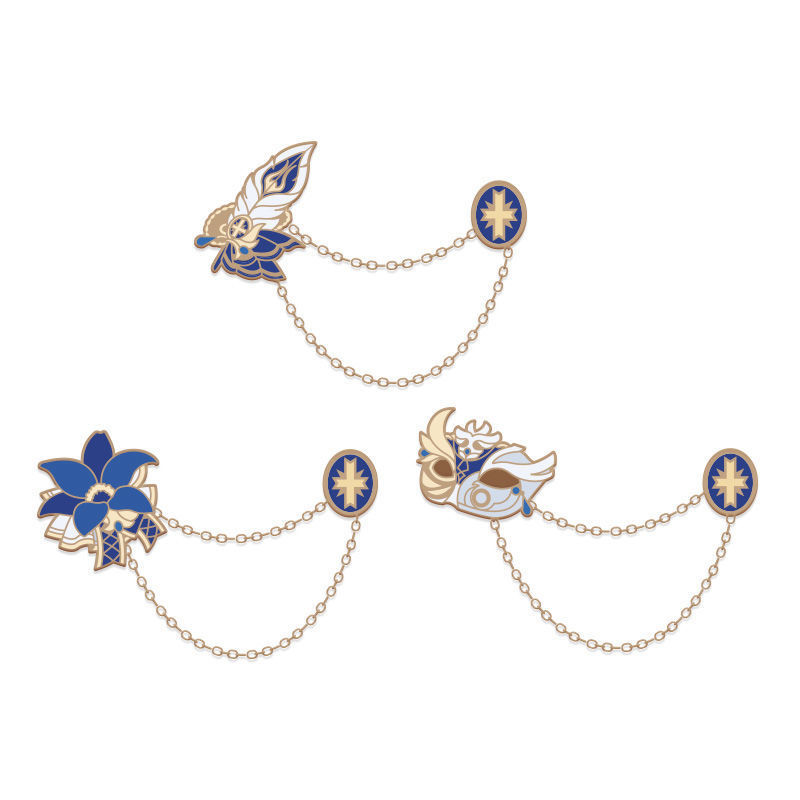 Retro Niche Minimalist Style 2D Series Of Ancient Clan Rituals Metal Brooches Genshin Impact Merchandise_voghion.com