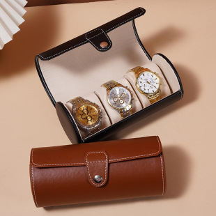 Portable Dustproof Cylinder Watch Storage Box Watch Box Watch Jewelry Box Simple Leather Bracelet Display Box