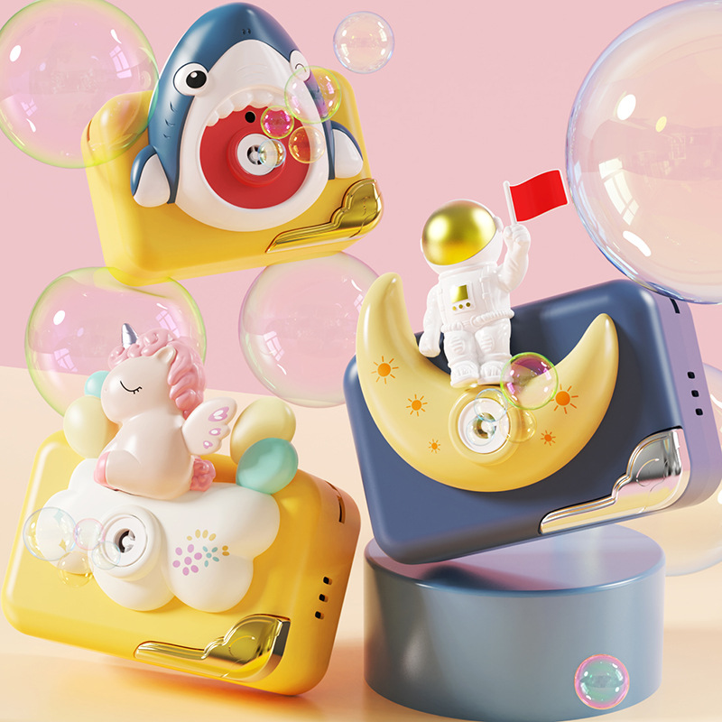 Children's Bubble Toy Astronaut Unicorn Megalodon Bubble Camera Light Music Night Market Stall Wholesale