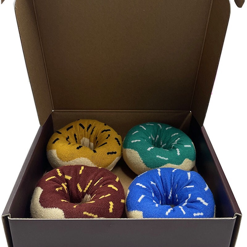 Donut Shape Colorful Trendy Socks Customizable Carton Set Fun Food Series Jacquard Casual Socks