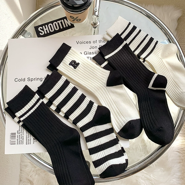 Black and white striped mid-tube-[Mixed]