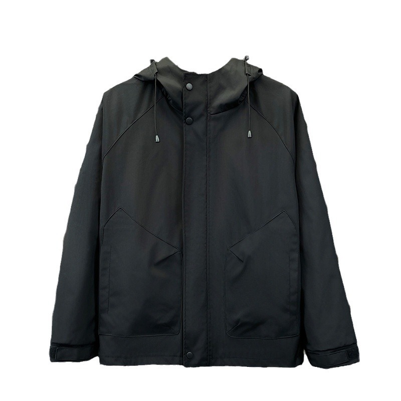 Chaqueta de primavera y otoño Chaqueta de hombre Chaqueta a prueba de viento Top de color sólido con capucha moda nueva moda casual suelta ropa de trabajo marea