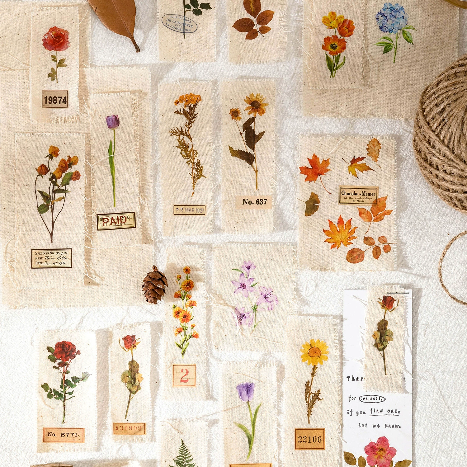 陌墨 cotton and linen printing sticker material package Flower Forest Series Literary Forest Series PET waterproof stickers 6 types