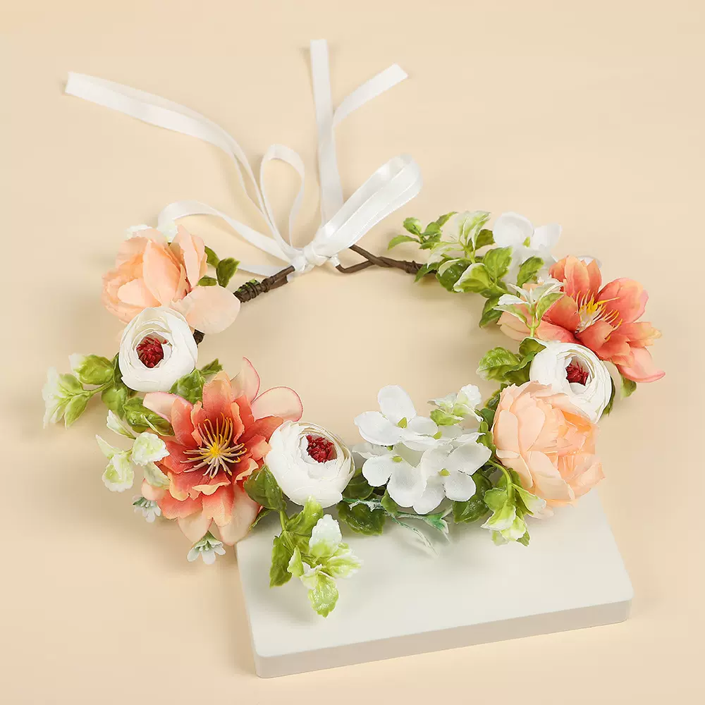 跨境欧美仿真花环发箍森系甜美婚礼新娘头饰旅游度假拍照摄影头饰