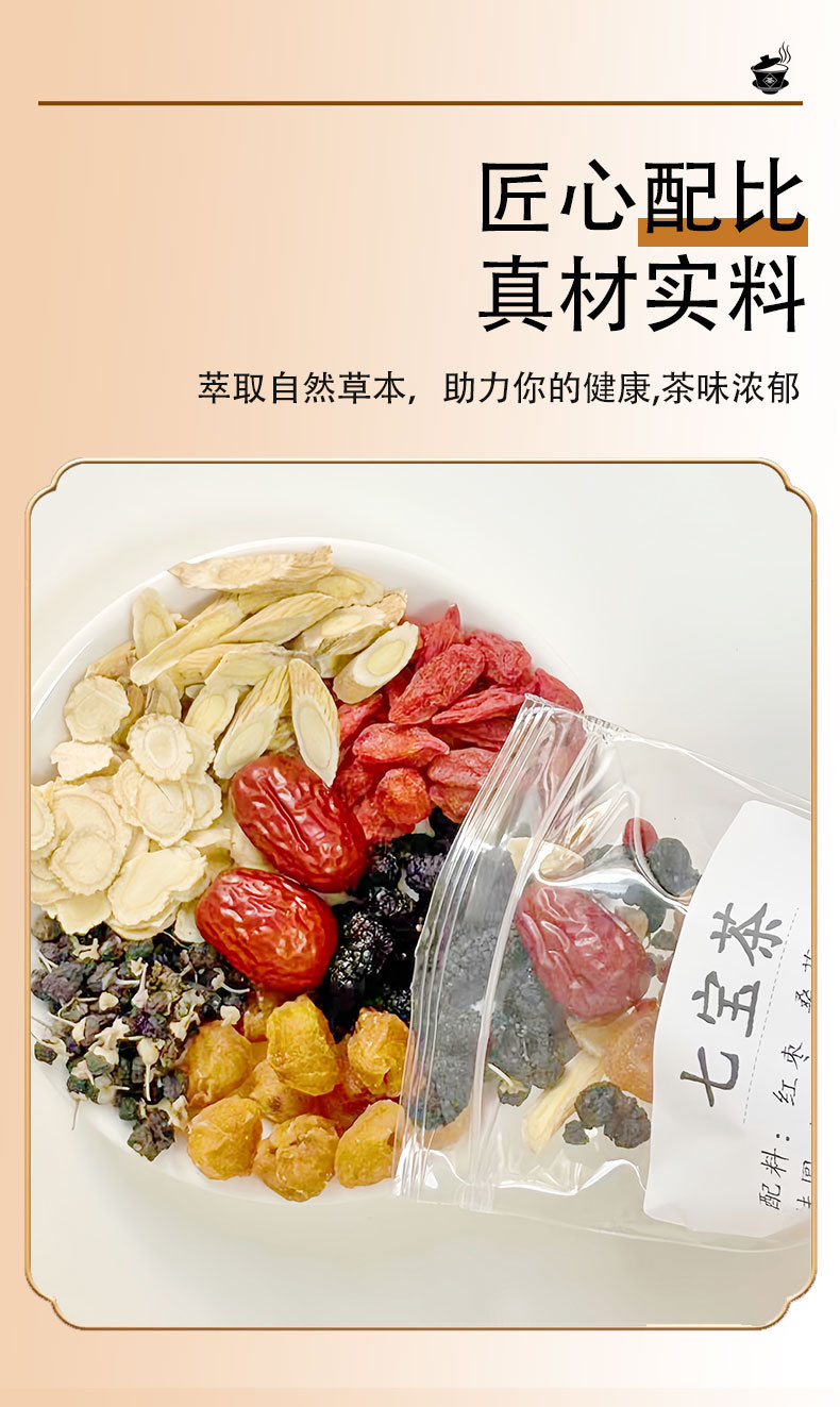 Men's Seven Treasures Tea (Qi Bao Cha) — Jujube, Goji, Longan & Astragalus Herbal Blend in use