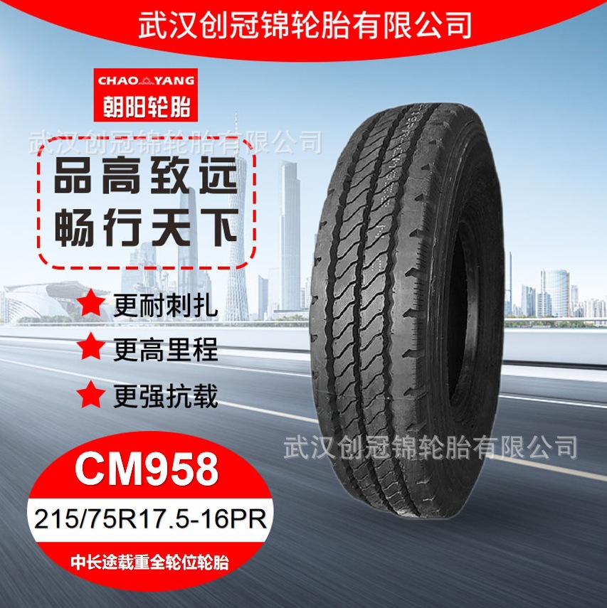 朝阳牌载重轮胎 215/75R17.5-16PR CM958花纹 加厚耐磨轮胎 直发