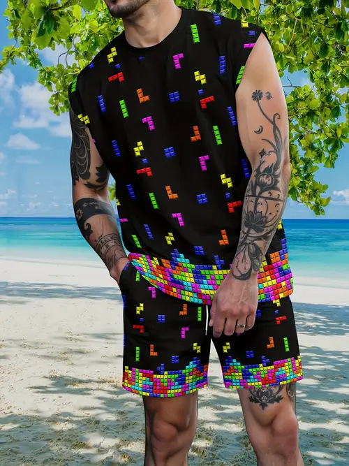 Men's Vest Set Skin Friendly Cool Summer Not Stuffy Or Sweaty Clothing_viptrois.com