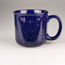 15oz 陶瓷杯藍色斑點馬克杯咖啡杯牛奶杯仿搪瓷