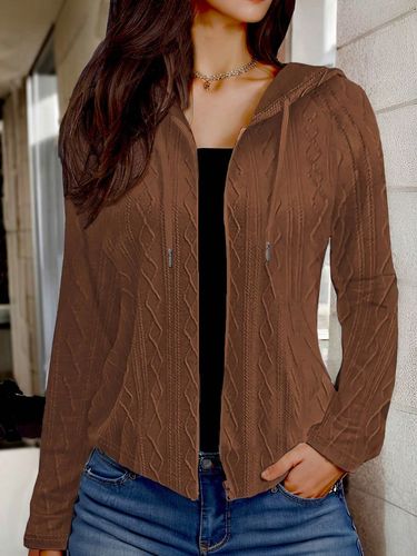 2025 Autumn/Winter Hooded Zip Pull Cord Long Sleeve Sport Shirt Casual Zip Jacket Outerwear