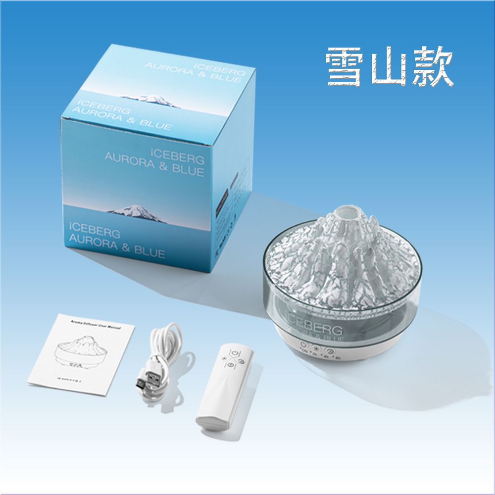 Máquina de aromaterapia de llama de montaña nevada nueva transfronteriza dormitorio doméstico escritorio silencioso creativo humidificador de aire de 5V al por mayor