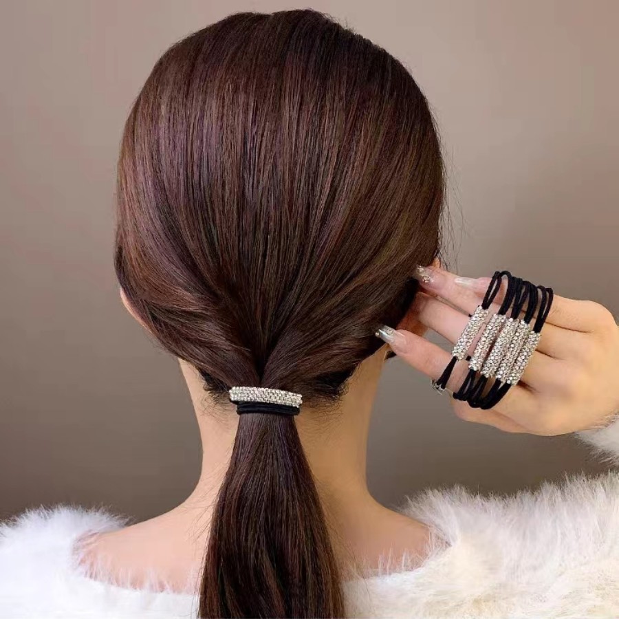 Elastico per capelli elegante con strass per donna fascia resistente_voghion.com