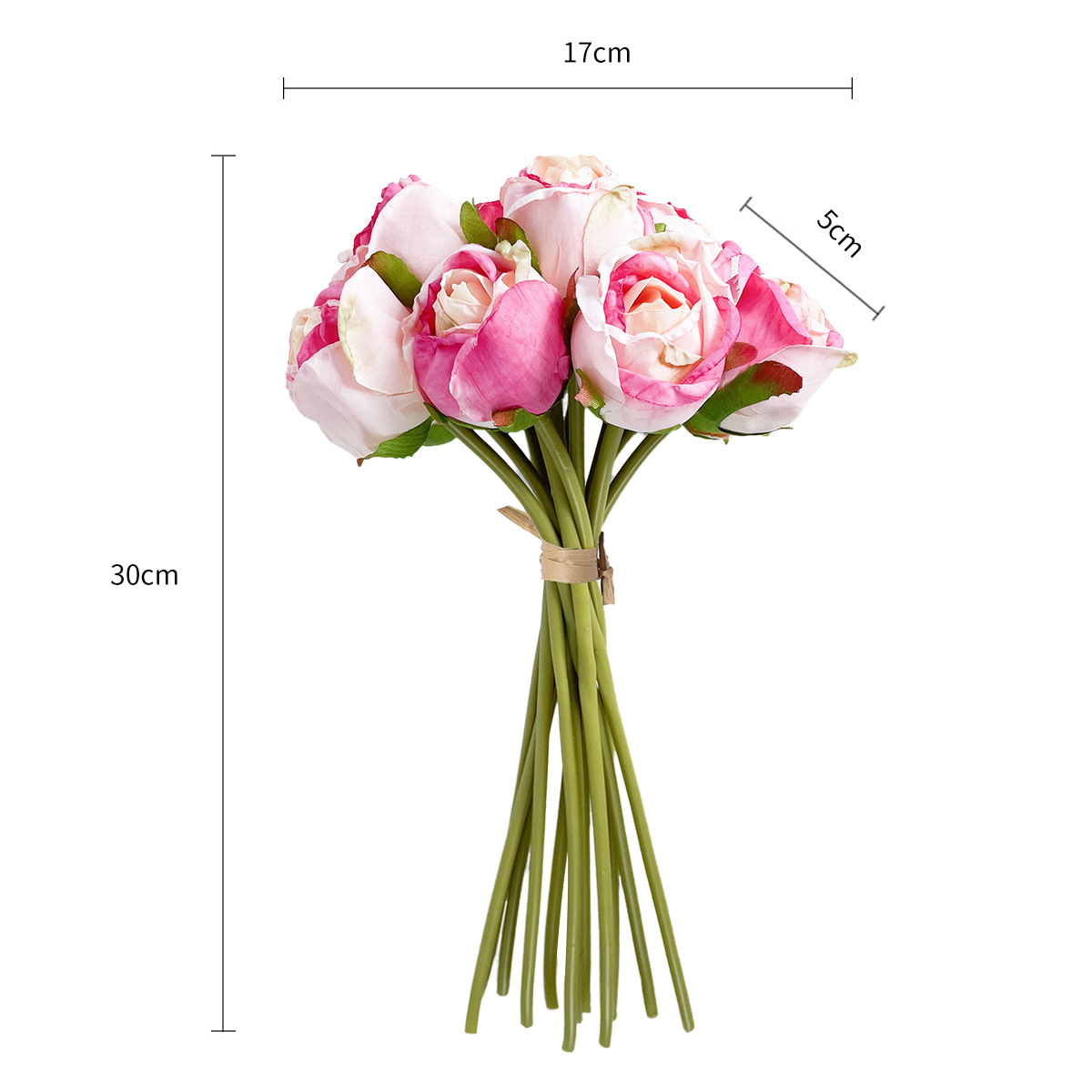 Simulación transfronteriza decoración de flores de rosas 12 rosas pequeñas bodas de la novia simulación de rosas pequeñas