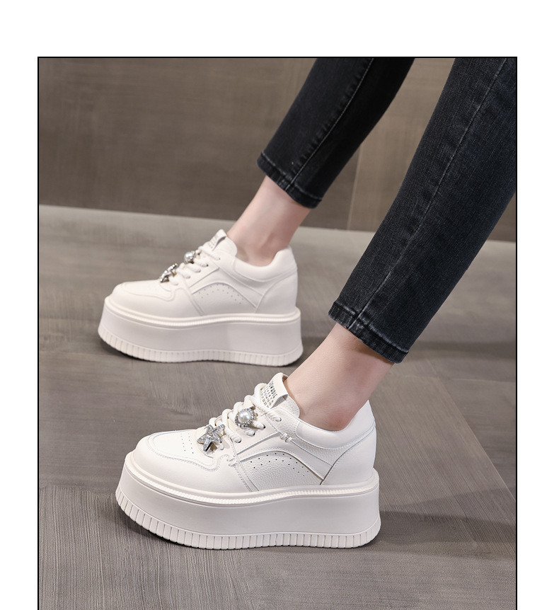 Giày sneaker nữ chunky đế dày phong cách retro đánh bóng màu be — Màu be chi tiết 11