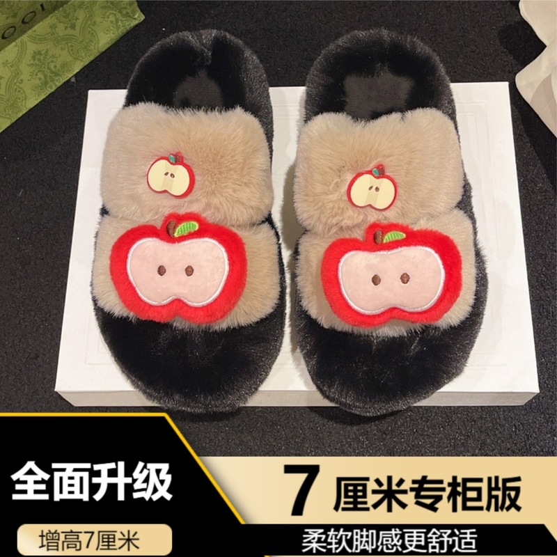 2025新款网红仙女毛毛拖鞋女外穿厚底防滑秋冬居家毛绒棉拖高级感|undefined