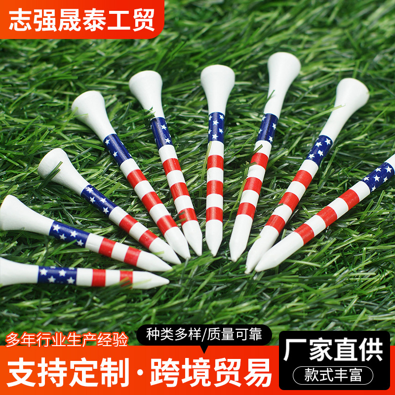 Professional Golf Tee American Flag Bamboo Golf Tee Ball Holder Further and More Accurate Plastic t Long Tee Manufacturer