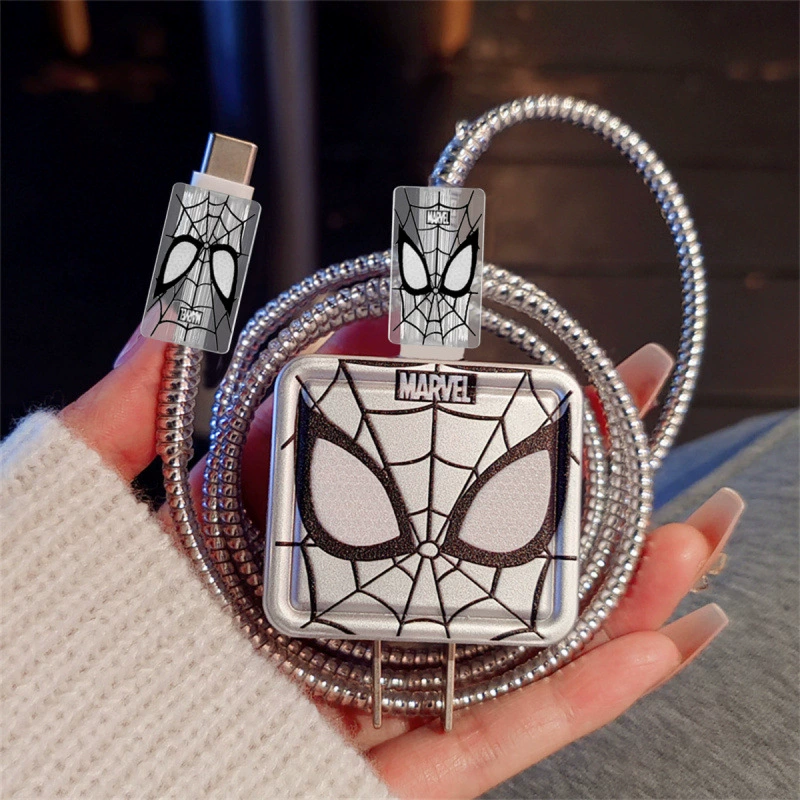 Creative Spider-Man iPhone14 data cable protective cover 15promax charging cable anti-break suitable for 11/12