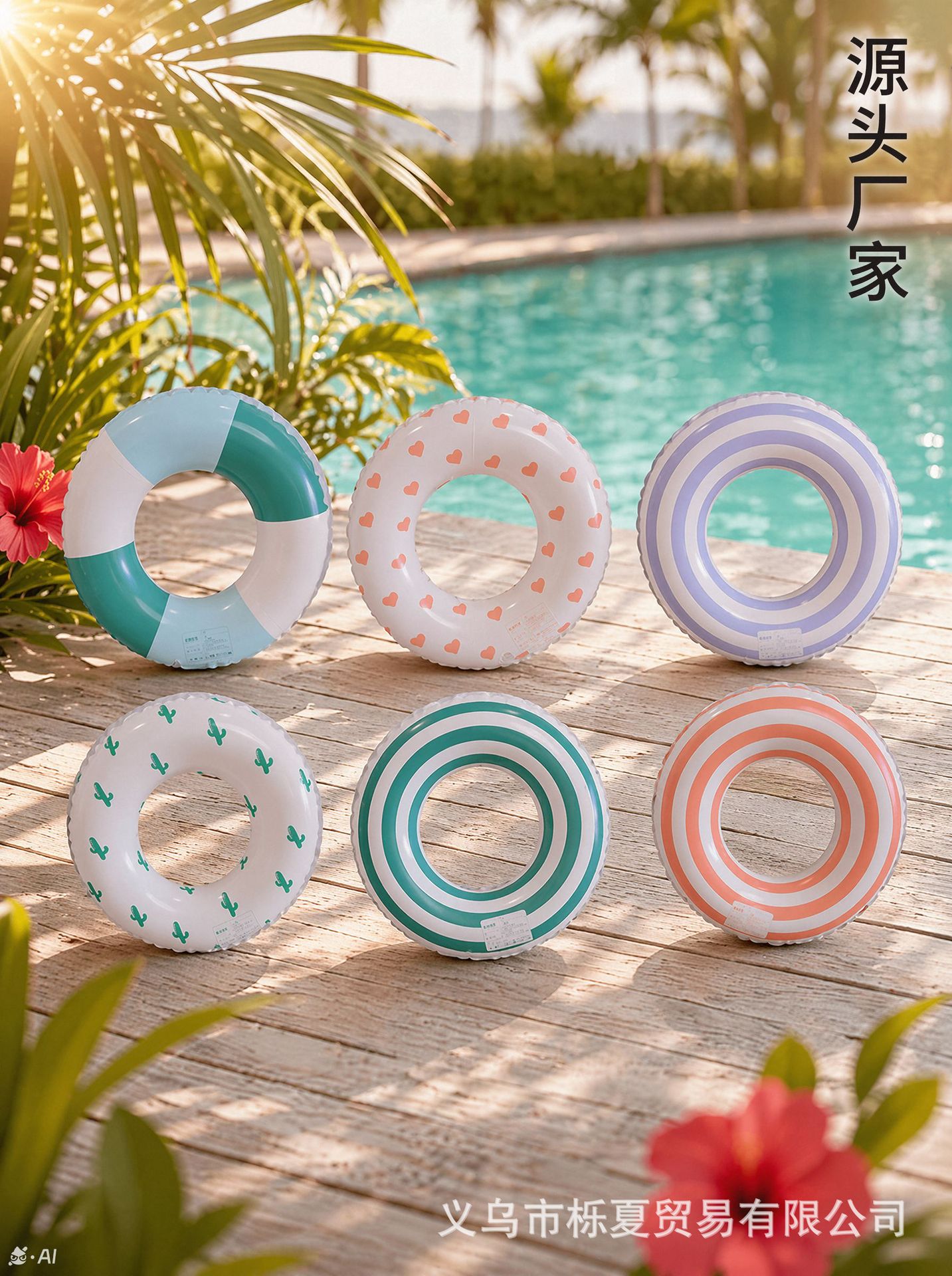 Inflatable cartoon retro swimming ring for adults